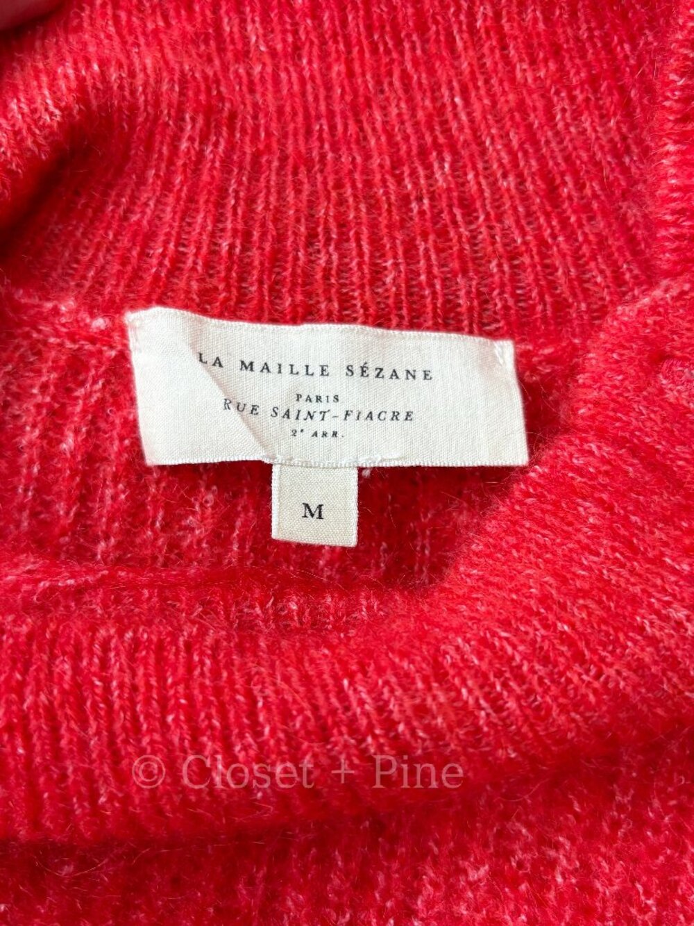 Sezane Trudy Jumper Red Size Medium Pullover Sweater Button Neck - Picture 4 of 12